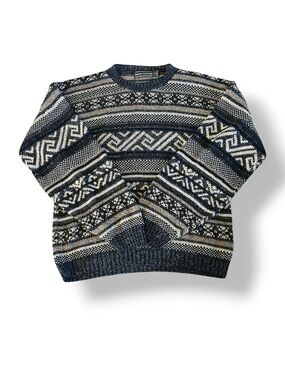 [David Taylor] VTG Blue Patterned Sweater
